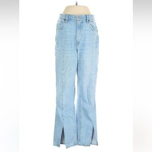Abercrombie & Fitch Light Blue The 90’s Straight Ultra High Rise Split Jeans